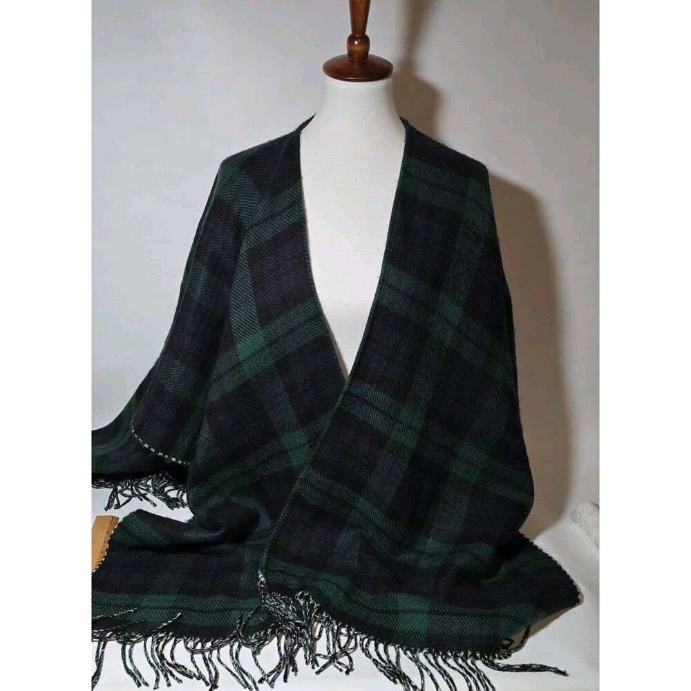 Reversable Shawl Wrap Black & White Houndstooth & Flannel Grandmacore Comfy OSFM